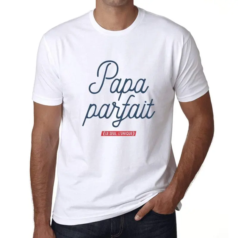 Ultrabasic - Homme Graphique Papa Parfait T-Shirt Marine Lettre Blanco 1
