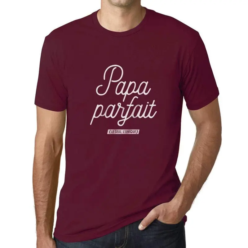 Ultrabasic - Homme Graphique Papa Parfait T-Shirt Marine Lettre Bordeaux 1