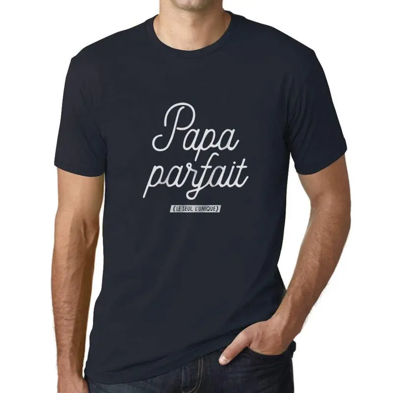 Ultrabasic - Homme Graphique Papa Parfait T-Shirt Marine Lettre Marine 1