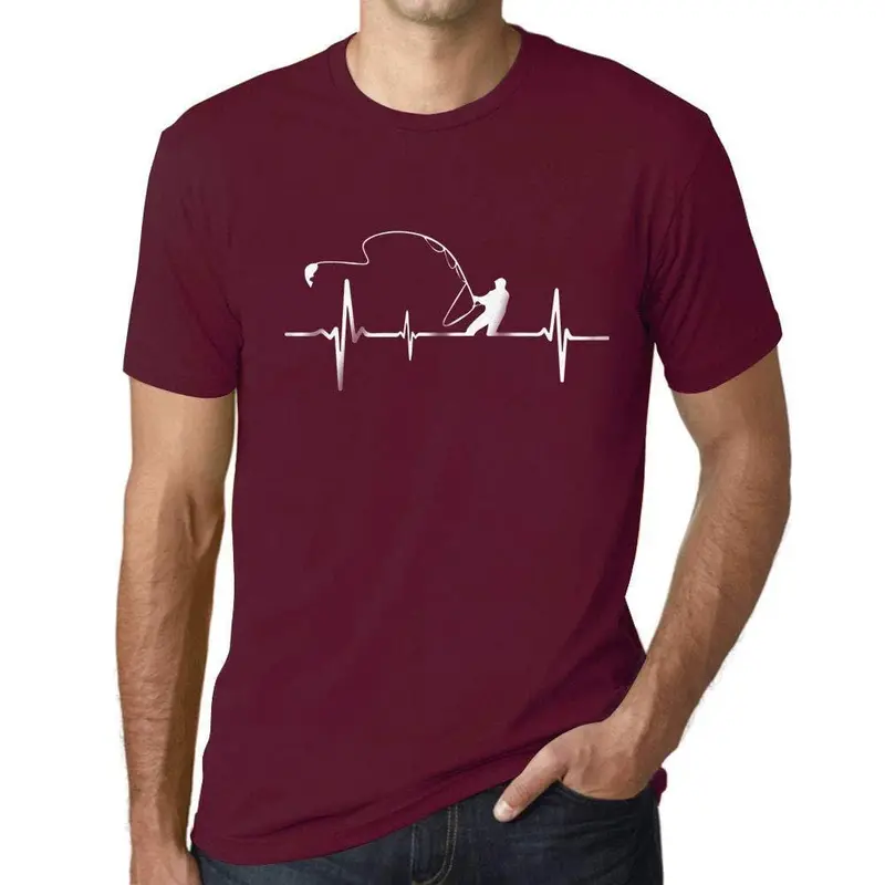 Ultrabasic - Homme Graphique Pêcheur Pulsation Imprimé Lettres Bordeaux 1