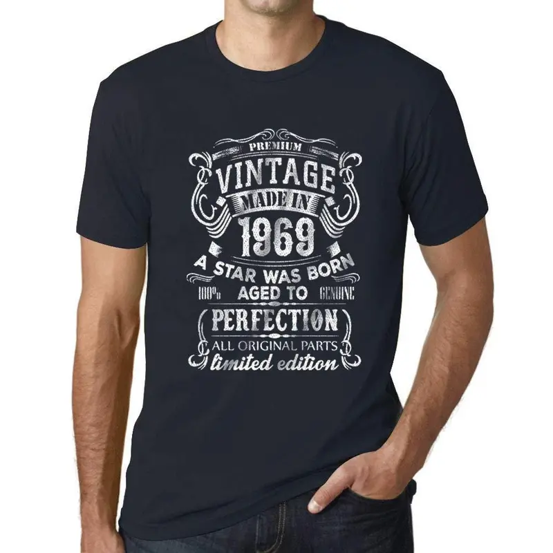 Ultrabasic - Homme Graphique Premium Vintage Made In 1969 Imprimé T-Shirt Marine 1