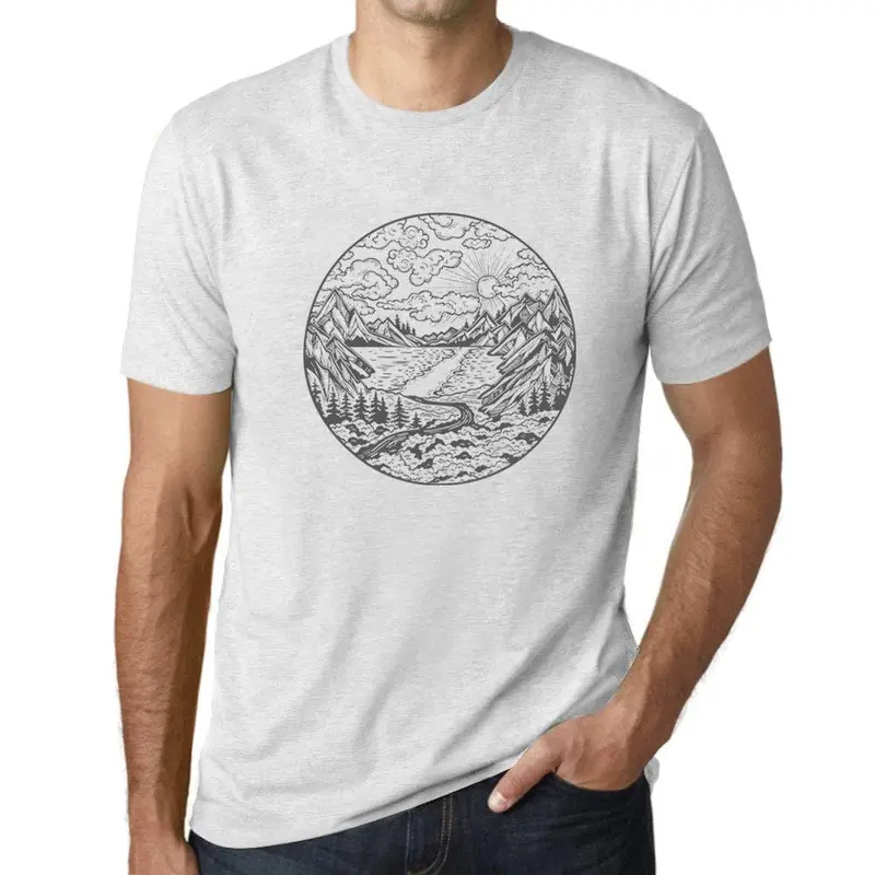 Ultrabasic - Homme Graphique Rivière Montagne Et Forêt Imprimé Blanc Chiné 1