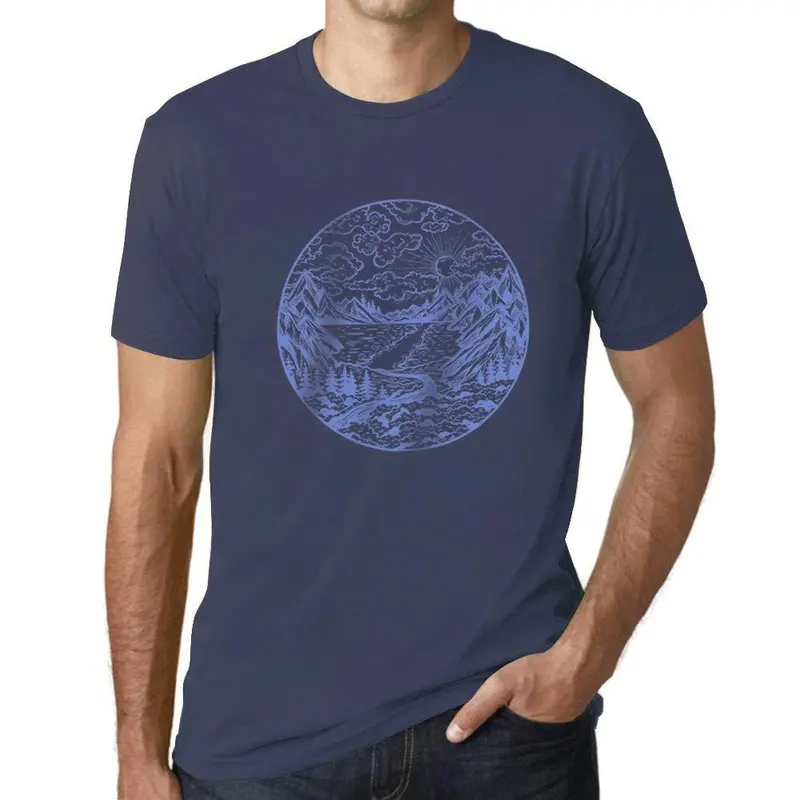 Ultrabasic - Homme Graphique Rivière Montagne Et Forêt Imprimé Denim 1