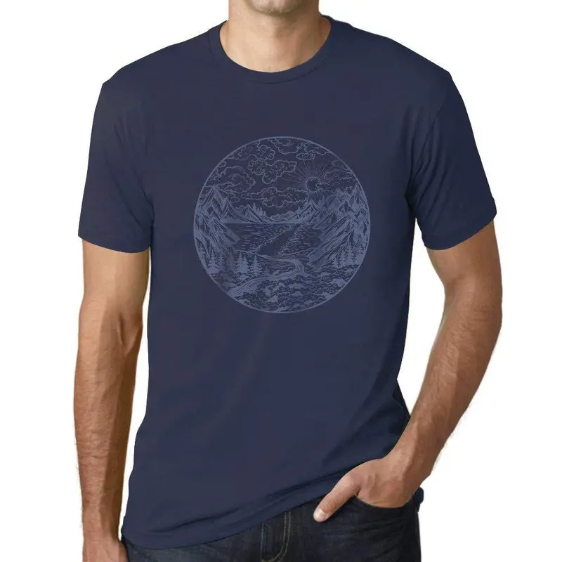 Ultrabasic - Homme Graphique Rivière Montagne Et Forêt Imprimé French Marine 1