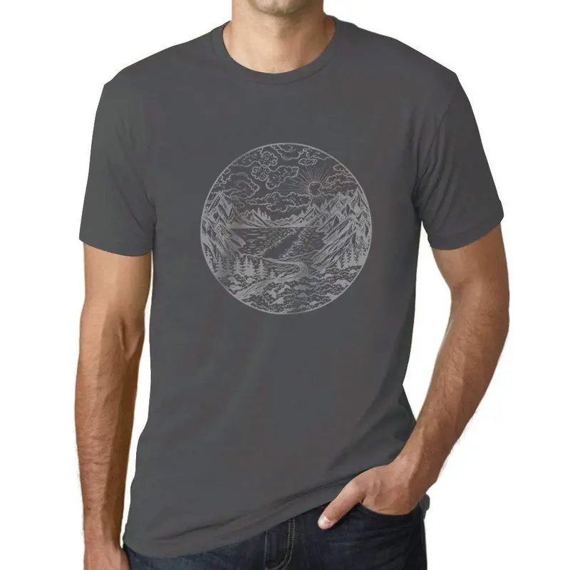 Ultrabasic - Homme Graphique Rivière Montagne Et Forêt Imprimé Gris Souris 1