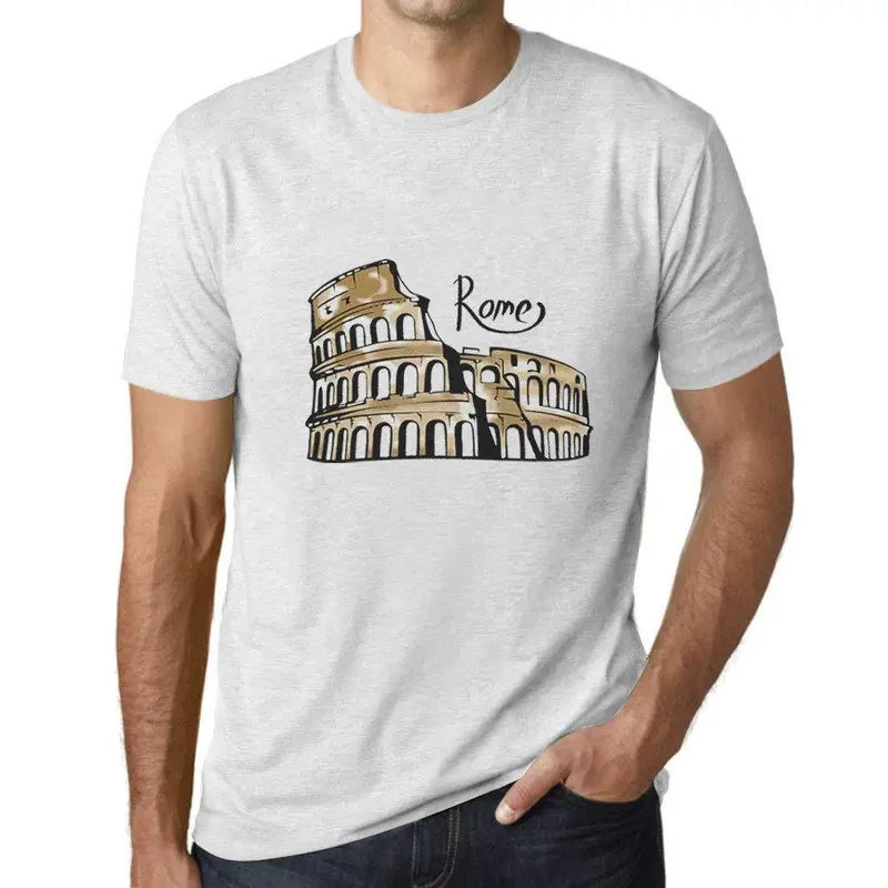Ultrabasic - Homme Graphique Rome T-Shirt Imprimé Lettres Blanc Chiné 1