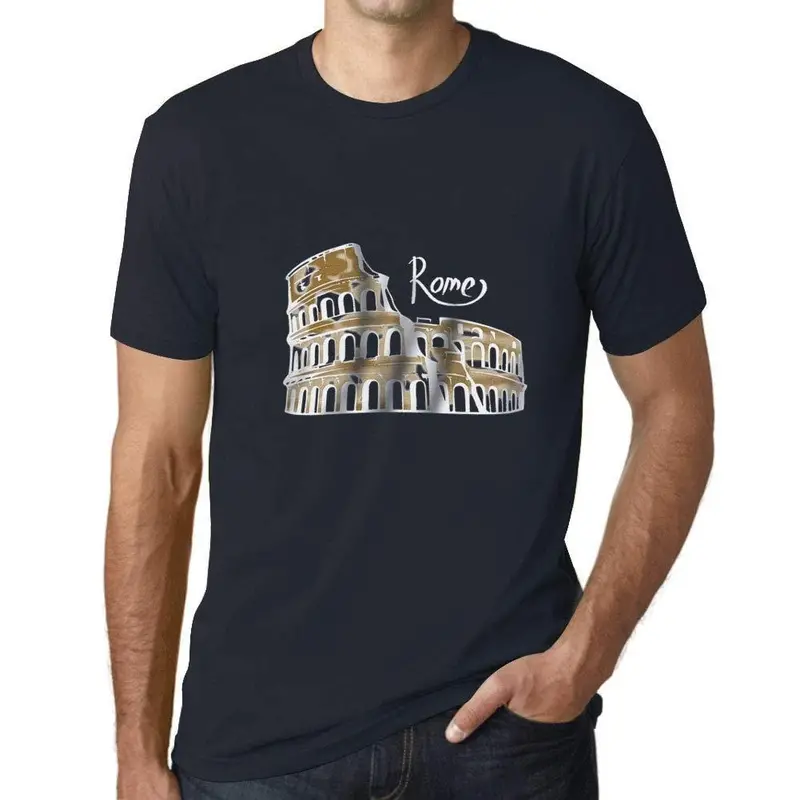 Ultrabasic - Homme Graphique Rome T-Shirt Imprimé Lettres Marine 1