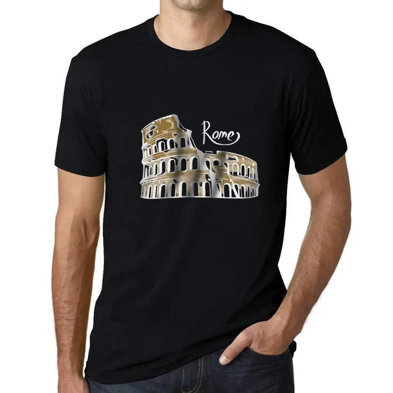 Ultrabasic - Homme Graphique Rome T-Shirt Imprimé Lettres Noir Profond 1