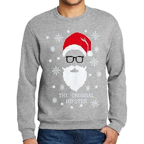 Ultrabasic - Homme Graphique The Original Hipster Sweatshirt Action De Grâces Xmas Cadeau Idées Tee Gris Chiné 1