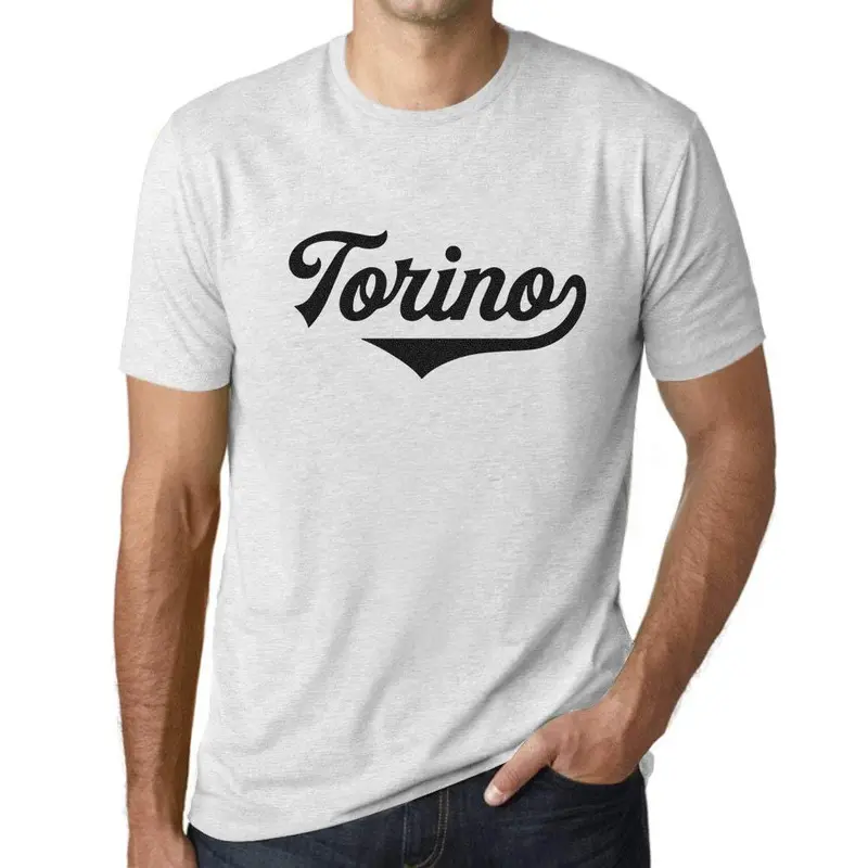 Ultrabasic - Homme Graphique Torino T-Shirt Imprimé Lettres Blanc Chiné 1