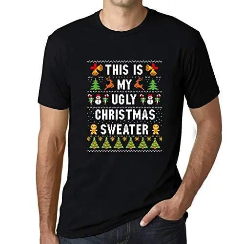 Ultrabasic - Homme Graphique Ugly Christmas Sweater Xmas Impression De Lettre Idée Noel Cadeau Noir Profond 1