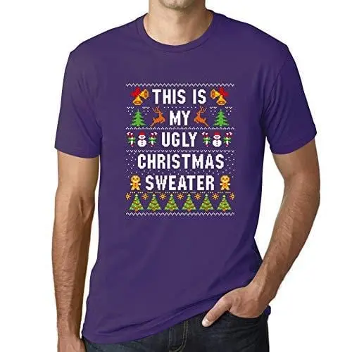 Ultrabasic - Homme Graphique Ugly Christmas Sweater Xmas Impression De Lettre Idée Noel Cadeau Violet Foncé 1