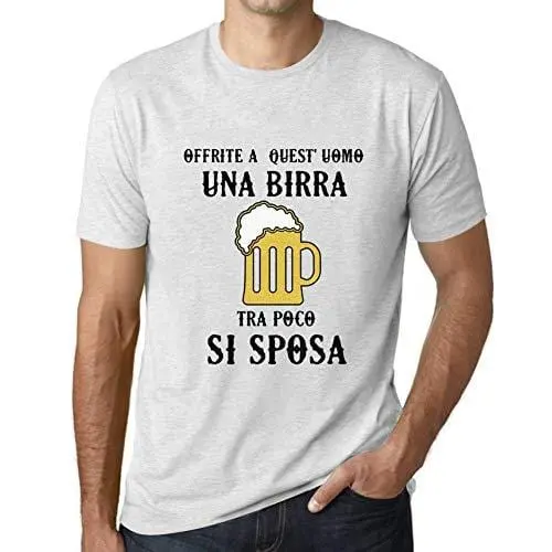 Ultrabasic - Homme Graphique Una Birra Tra Poco Si Sposa Impression De Lettre Tee Shirt Cadeau Blanc Chiné 1