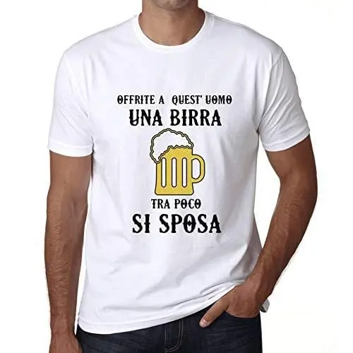 Ultrabasic - Homme Graphique Una Birra Tra Poco Si Sposa Impression De Lettre Tee Shirt Cadeau Blanco 1