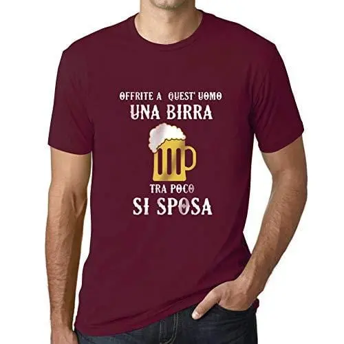Ultrabasic - Homme Graphique Una Birra Tra Poco Si Sposa Impression De Lettre Tee Shirt Cadeau Bordeaux 1