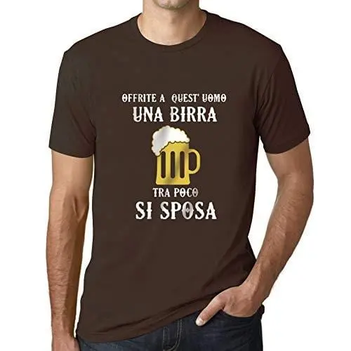 Ultrabasic - Homme Graphique Una Birra Tra Poco Si Sposa Impression De Lettre Tee Shirt Cadeau Chocolate 1