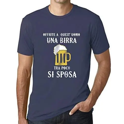 Ultrabasic - Homme Graphique Una Birra Tra Poco Si Sposa Impression De Lettre Tee Shirt Cadeau Denim 1