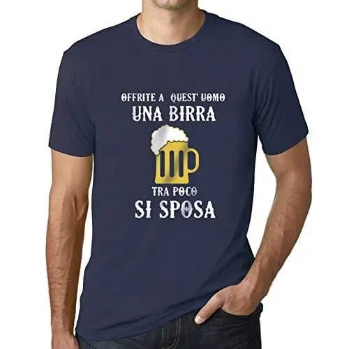 Ultrabasic - Homme Graphique Una Birra Tra Poco Si Sposa Impression De Lettre Tee Shirt Cadeau French Marine 1