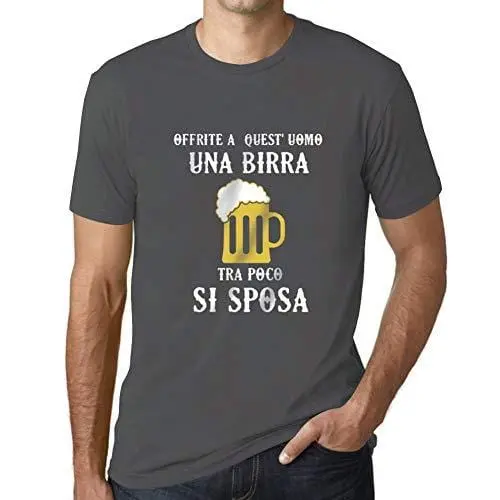 Ultrabasic - Homme Graphique Una Birra Tra Poco Si Sposa Impression De Lettre Tee Shirt Cadeau Gris Souris 1