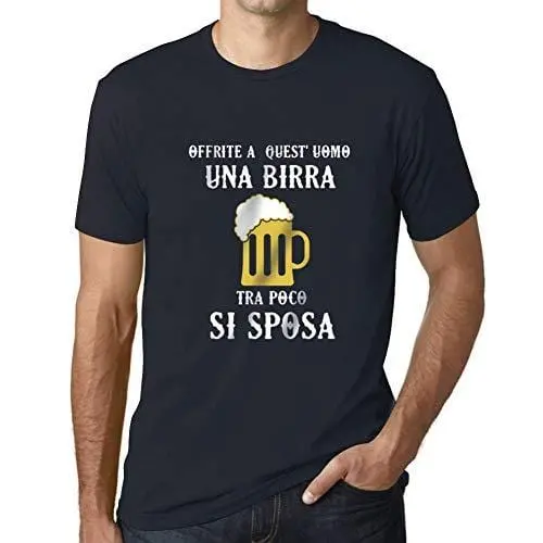 Ultrabasic - Homme Graphique Una Birra Tra Poco Si Sposa Impression De Lettre Tee Shirt Cadeau Marine 1