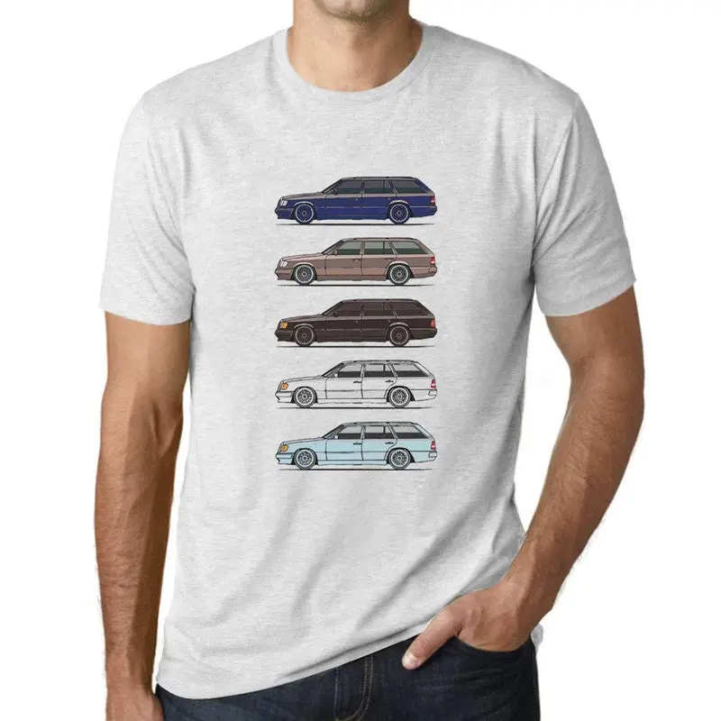 Ultrabasic - Homme Graphique Voiture Classique W124 S124 Voiture De Classe T-Shirt Blanc Chiné 1