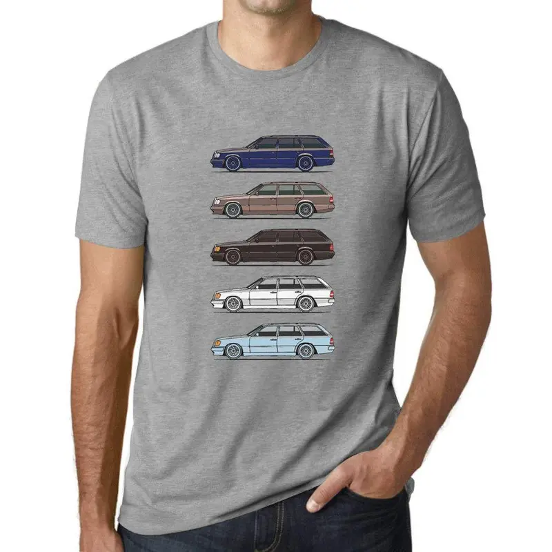 Ultrabasic - Homme Graphique Voiture Classique W124 S124 Voiture De Classe T-Shirt Gris Chiné 1