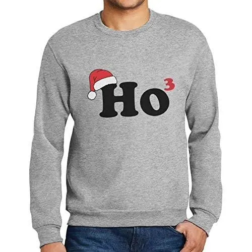 Ultrabasic - Homme Imprimé Graphique Sweat-Shirt Chapeau De Père Noël Pull De Noel Idées Cadeaux Gris Chiné 1