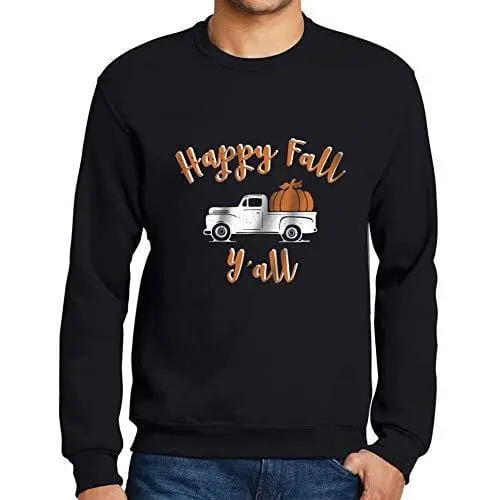 Ultrabasic - Homme Imprimé Graphique Sweat-Shirt Happy Fall Y'all Pumpkin Truck Noir Profond 1
