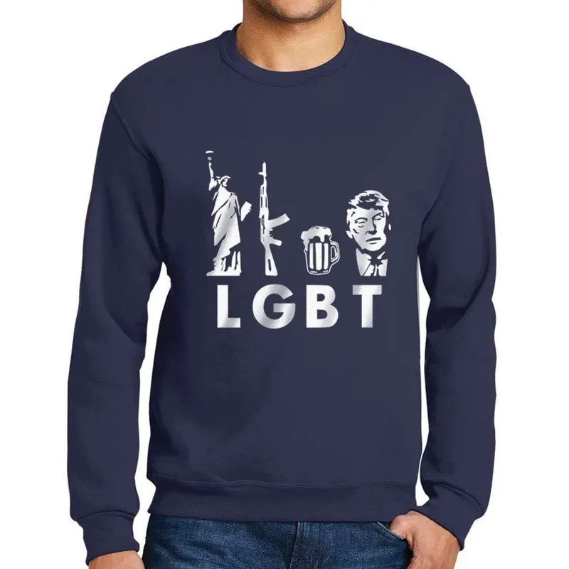 Ultrabasic Homme Imprimé Graphique Sweat-Shirt Lgbt Liberty Guns Beer French Marine 1