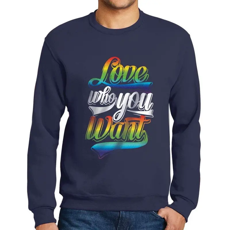 Ultrabasic Homme Imprimé Graphique Sweat-Shirt Lgbt Love Who You Want Marine 1