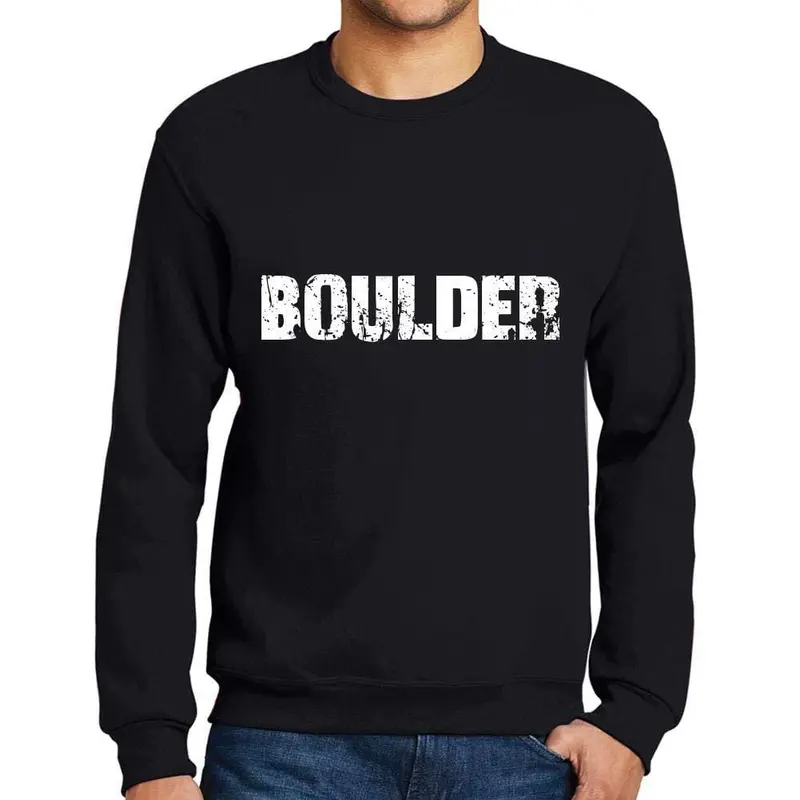 Ultrabasic Homme Imprimé Graphique Sweat-Shirt Popular Words Boulder Noir Profond 1
