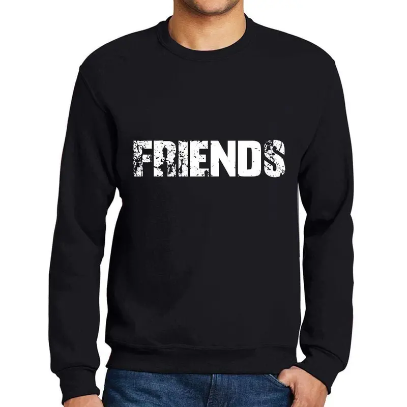 Ultrabasic Homme Imprimé Graphique Sweat-Shirt Popular Words Friends Noir Profond 1