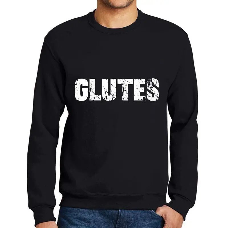 Ultrabasic Homme Imprimé Graphique Sweat-Shirt Popular Words Glutes Noir Profond 1