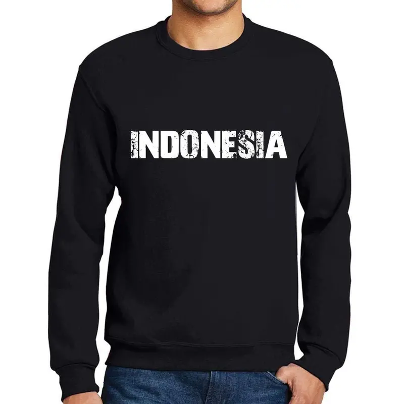 Ultrabasic Homme Imprimé Graphique Sweat-Shirt Popular Words Indonesia Noir Profond 1