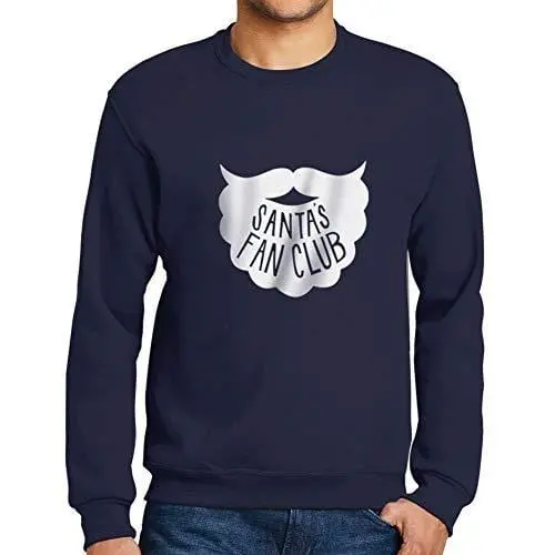 Ultrabasic - Homme Imprimé Graphique Sweat-Shirt Santa's Fan Club Pull De Noel Idées Cadeaux French Marine 1