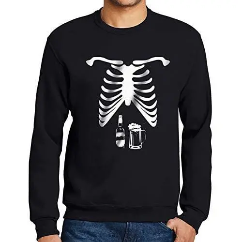 Ultrabasic - Homme Imprimé Graphique Sweat-Shirt Skeleton Beer Belly Xray Tee Halloween Noir Profond 1
