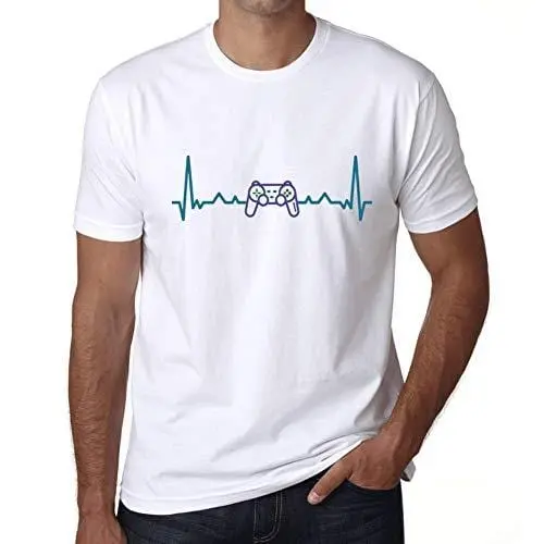 Ultrabasic - Homme T-Shirt Gaming Geek Battement De Coeur T-Shirt Cadeau Imprimé Tée-Shirt Blanco 1