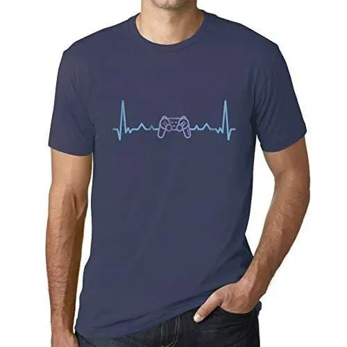 Ultrabasic - Homme T-Shirt Gaming Geek Battement De Coeur T-Shirt Cadeau Imprimé Tée-Shirt Denim 1