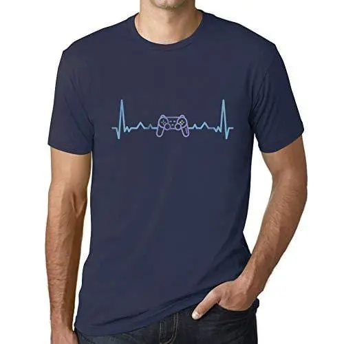 Ultrabasic - Homme T-Shirt Gaming Geek Battement De Coeur T-Shirt Cadeau Imprimé Tée-Shirt French Marine 1