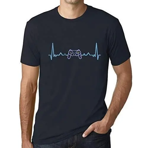Ultrabasic - Homme T-Shirt Gaming Geek Battement De Coeur T-Shirt Cadeau Imprimé Tée-Shirt Marine 1