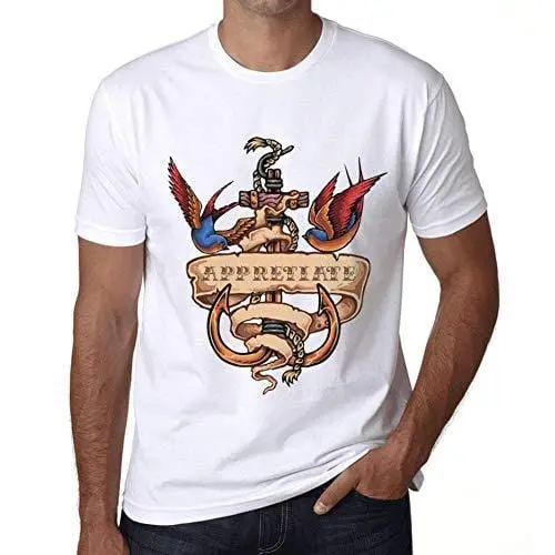 Ultrabasic - Homme T-Shirt Graphique Anchor Tattoo Appretiate Blanc 1