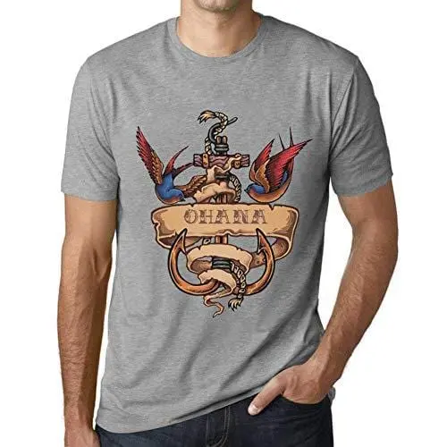 Ultrabasic - Homme T-Shirt Graphique Anchor Tattoo Ohana Gris Chiné 1