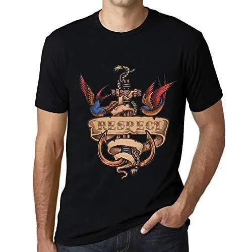 Ultrabasic - Homme T-Shirt Graphique Anchor Tattoo Respect Noir Profond 1