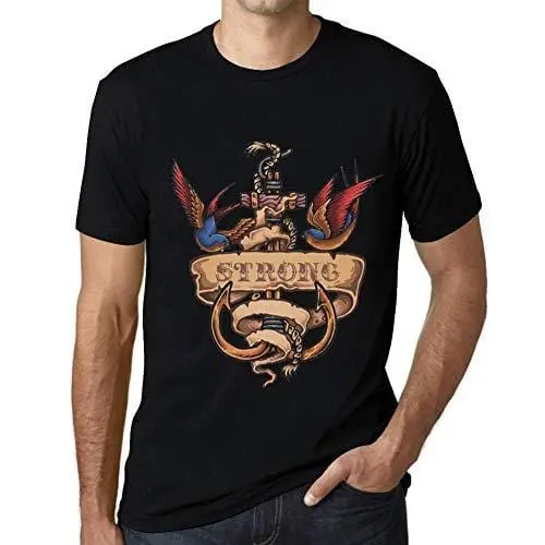 Ultrabasic - Homme T-Shirt Graphique Anchor Tattoo Strong Noir Profond 1