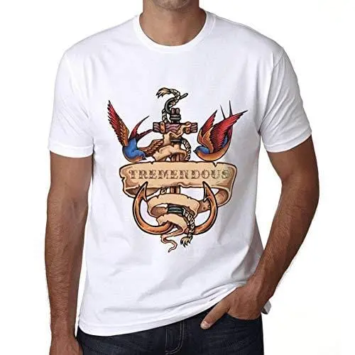 Ultrabasic - Homme T-Shirt Graphique Anchor Tattoo Tremendous Blanc 1