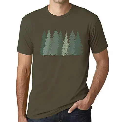 Ultrabasic - Homme T-Shirt Graphique Arbres Forestiers Army 1