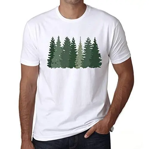 Ultrabasic - Homme T-Shirt Graphique Arbres Forestiers Blanc 1