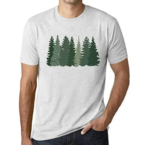Ultrabasic - Homme T-Shirt Graphique Arbres Forestiers Blanc Chiné 1