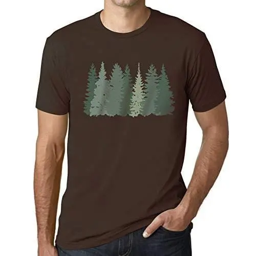 Ultrabasic - Homme T-Shirt Graphique Arbres Forestiers Chocolat 1