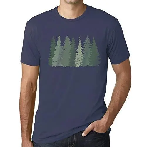 Ultrabasic - Homme T-Shirt Graphique Arbres Forestiers Denim 1